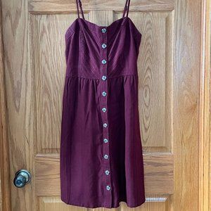 Maroon Button-Front Dress